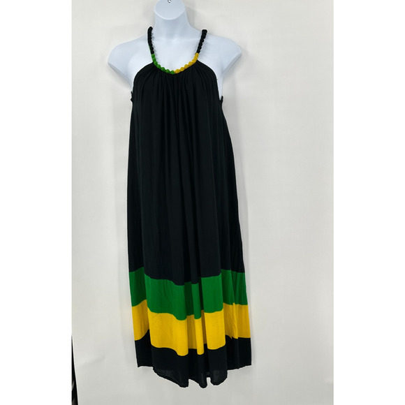 Boho Jamacian Dress One Size Pullover Beach Maxi Flowy Summer Vacation Cruise - Picture 1 of 9